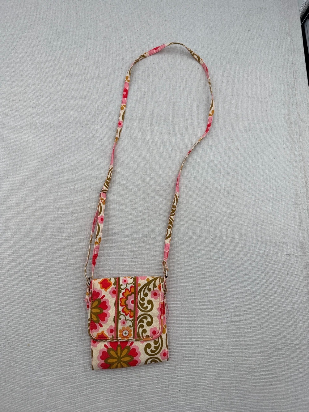 Vera Bradley Floral Crossbody Wallet Bag - Pink & Olive